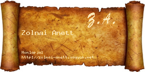 Zolnai Anett névjegykártya